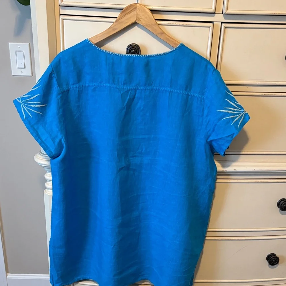 Johnny Was Vibrant Blue Embroidered Blouse - Picture 15 of 16